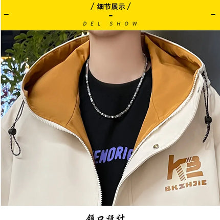 High Quality Men's Casual Hooded Jackets 2026 Spring Autumn Outdoor Coat Youth Streetwear Plus Size M-4XL Top Windproof Clothing
