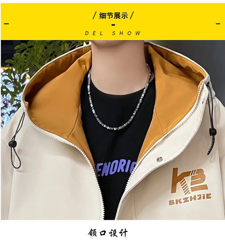 High Quality Men's Casual Hooded Jackets 2026 Spring Autumn Outdoor Coat Youth Streetwear Plus Size M-4XL Top Windproof Clothing