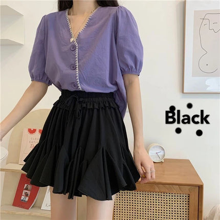 Abito da ballo estivo Minigonne bianche Donna 2024 Casual Vita alta Ruffles Faldas Fiocco coreano Harajuku Y2k Micro Gonna da tennis Nero