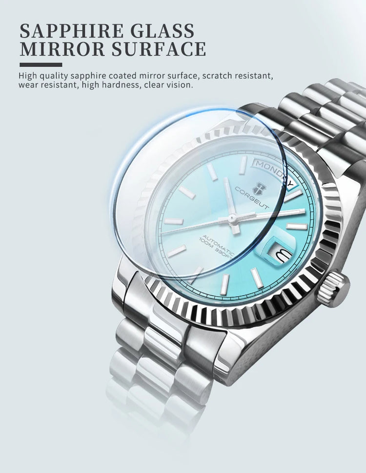 Custom Logo Diy 36/39MM Dial Automatic Mechanical Watches For Man Week Date Type Sapphire Luxury Waterproof Diving Man Watches