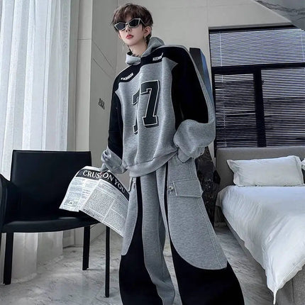 LUZHEN Street Wear Sports Two-piece Sets Men's Fashion Autumn 2025 New Color Contrast Splicing Loose Casual Pants Hoodies JY3686 PlatiNum