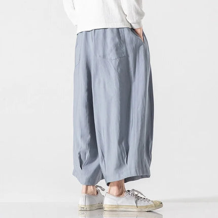 2025 Pantaloni estivi da uomo stile giapponese Harajuku Haori pantaloni a gamba larga uomo streetwear uomo solido allentato Harun pantaloni lanterna casual
