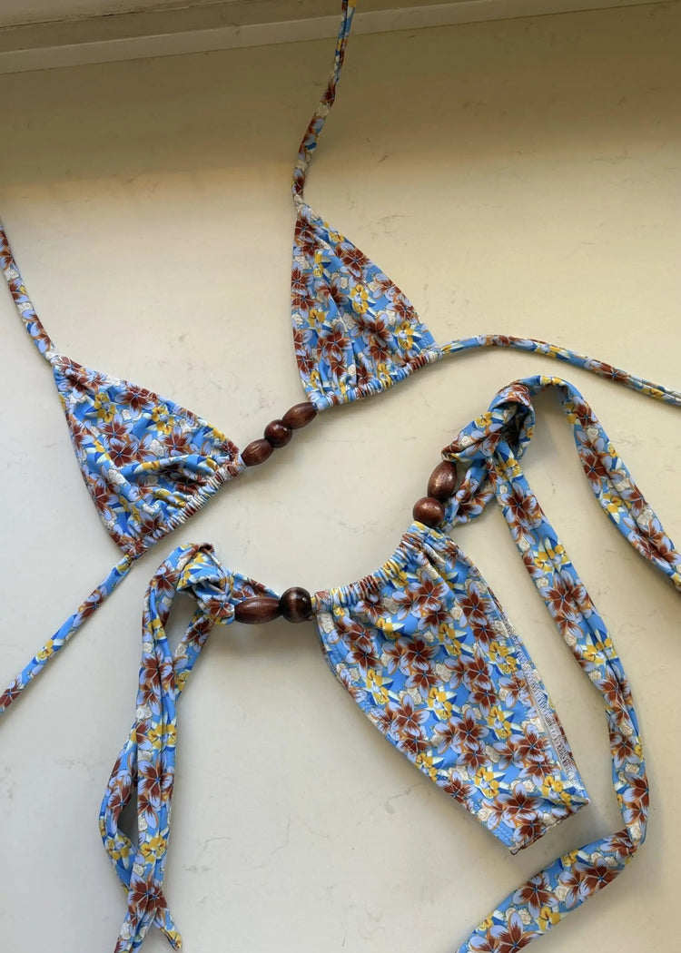 Nuovo Sexy Bikini Brasiliano con Inserti in Pizzo, Costume da Bagno Femminile con Stampa e Allacciatura al Collo, Biquini platinumshop