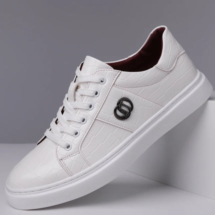 Popular crocodile pattern men's thick soled casual board shoes, trendy, breathable high-end, business plus size shoes (38-48)