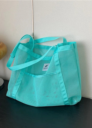 Borsa tote da donna in rete trasparente, borsa a tracolla portatile alla moda multifunzionale per lo shopping, viaggi, spiaggia estiva