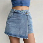 2025 Summer New Light-colored Slim Culottes High-waisted A-line Denim Shorts Casual Simple Non-elastic Women's Three-point Pants PlatiNum