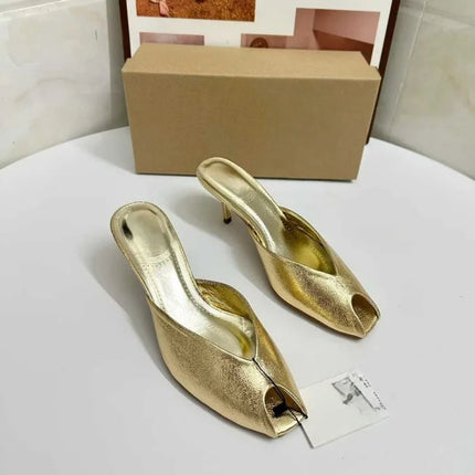 Sexy Gold High Heel Sandals for Woman Open Toe Slingback Stiletto Heels Party Shoes Wedding Evening Dress Sandals Ankle Strap PlatiNum