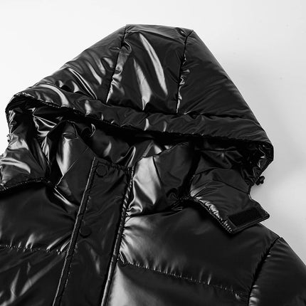 winter casual down cotton jacket Men's bright faced cotton jacket solid color thicken warm men winter coat hooded winter jacket