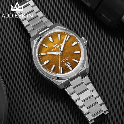 AddiesKin K010 Automatic Watch for Men Natural Tiger Eye Dial Miyota 9015 Movement Sapphire Crystal 200 Waterproof Luminous Gift