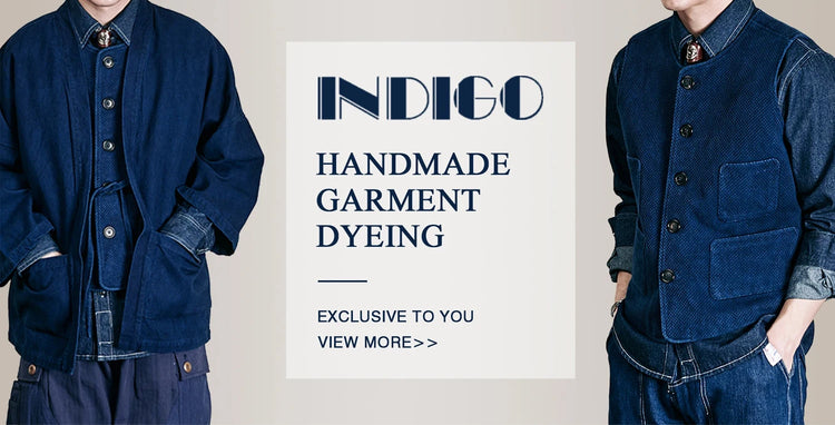 Vintage Lapel Waistcoat Men Autumn Winter New Kendo Fabric Multi-pocket Indigo Jacket Suit Vest Handmade Blue Dyed Cardigan Coat