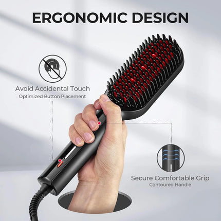 TYMO IONIC PLUS Straightening Brush, Professional Hair Straightener, LCD Display, Fast Heating, Anti-Burn, Fast Styling Hair Too