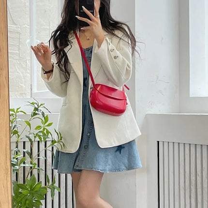Womens Small Messenger Bag Solid PU Leather Shiny Shoulder Bag Fashion Saddle Bags Flip Buckle Phone Coin Purse Lipstick Storage PlatiNum