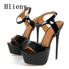 Hlieny 2026 stile estivo sexy 16 cm tacchi alti sandali con cinturino con fibbia donne peep toe discoteca partito spogliarellista scarpe di grandi dimensioni 45 46