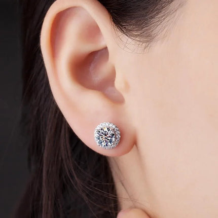 Smyoue 2CT Certified Moissanite Stud Earrings for Women Platinum Plating Sterling Silver Diamond Ear Studs Wedding Fine Jewelry PlatiNum