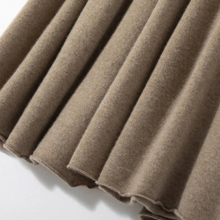 Classic Autumn Winter Wave Skirt 100% Cashmere Skirt Women A-Line Skirt Female Double Elastic Waist Pocket Warm Knit Long Dress PlatiNum
