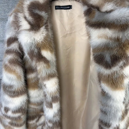 ZADORIN 130cm Long Fluffy Woman Leopard Faux Fur Coat Y2K Clothes Luxury Warm Faux Fur Jackets Winter Coats For Woman Outerwears