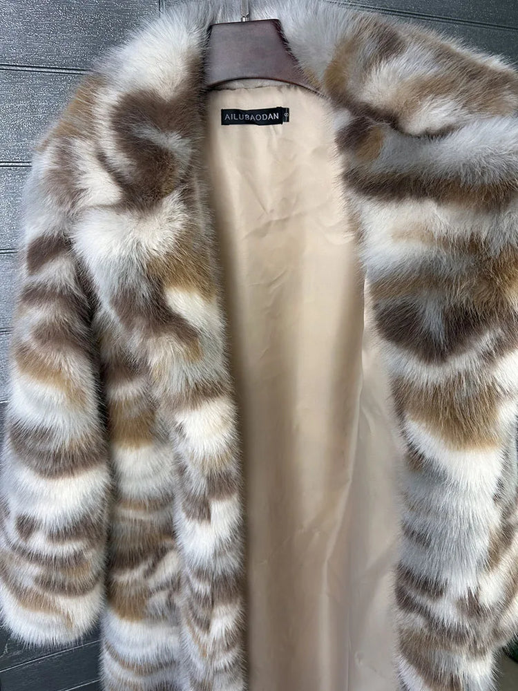 ZADORIN 130cm Long Fluffy Woman Leopard Faux Fur Coat Y2K Clothes Luxury Warm Faux Fur Jackets Winter Coats For Woman Outerwears