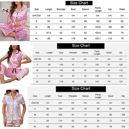 Pigiama da donna in raso con stampa a righe Victoria Autunno Manica lunga Bottoni Risvolto Top e pantaloni Indumenti da notte Comfort Indumenti da notte dalla vestibilità rilassata