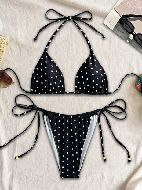 Micro Bikini Sexy da Donna 2026, Costume da Bagno a Pois, Set Bikini Brasiliano, Perizoma, Biquini, Costumi da Bagno a Stringa, Abbigliamento da Spiaggia Femminile