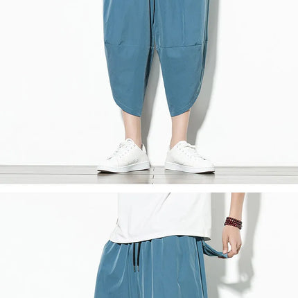 Pantaloncini Harem da Uomo Estivi 2026 Traspiranti Leggeri Sottili Comodi Tinta Unita Alta Qualità Oversize Lunghezza Polpaccio
