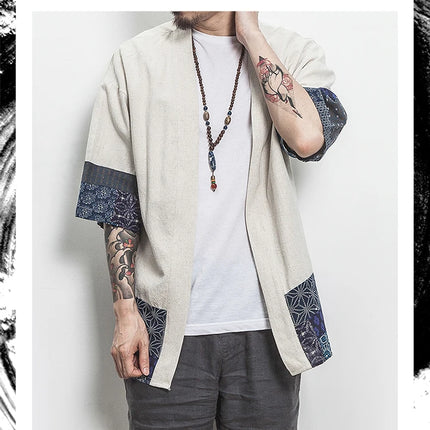 New Cotton Linen Shirt giacche uomo 2023Chinese Streetwear Kimono Shirt Coat Casual comodo Cardigan da uomo Plus Size 5XL