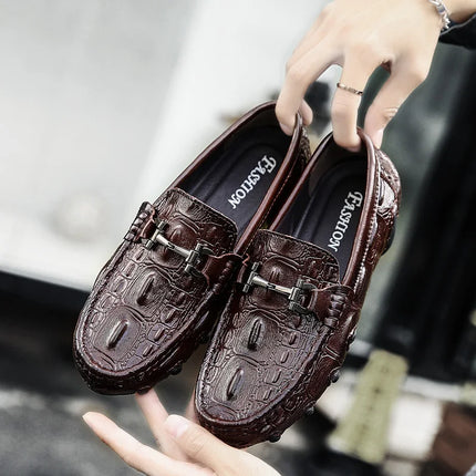 Scarpe Casual da uomo in vera pelle stile coccodrillo mocassini per scarpe comodi da uomo scarpe da uomo Casual Slip on semplici scarpe da guida