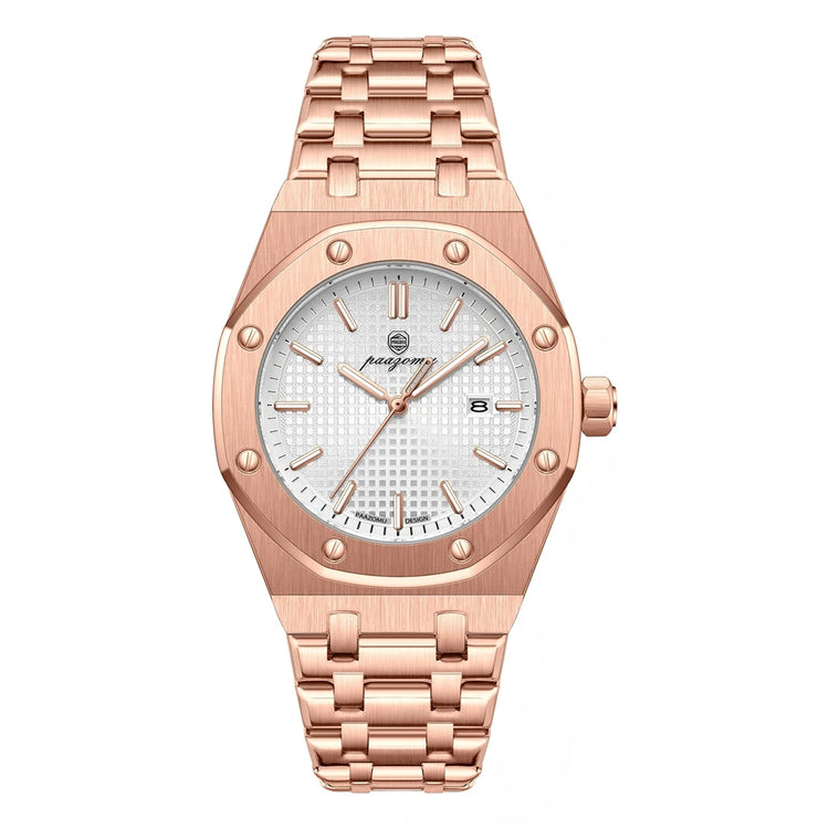 Customized Watch PAAZOMU Business Man Wristwatch Waterproof Luminous Date Men Watch Stainless Steel Quartz Watches For Men Reloj