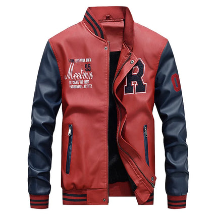 Men Slim Leather Jacket Motorcycle Casual PU Leather Coats Good Quality Male Fit Stand Collar Leather Jackets And Coats Size 4XL