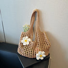 Borsa tote lavorata a maglia di grande capacità da donna Borsa da spiaggia estiva alla moda Borsa a tracolla casual leggera Chic Hobo con manico superiore