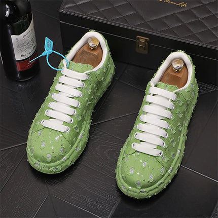 New Fashion Men Embroidery Canvas glitter Loafers Mens Casual Oxford Shoes Wedding Groom Driving Homecoming Business Footwear