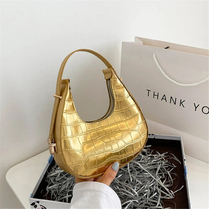Fashion Stone Pattern Shoulder Bag Women'S Small Handle Underarm Bag Clutch Luxury Women'S Handbag Tote Bag Mini Dumpling Bag PlatiNum