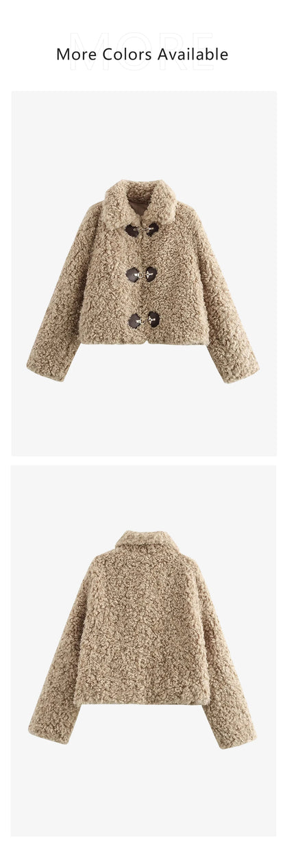 Women's Jacket Flip Collar Long Sleeve Versatile Rope Buckle Solid Color Winter New Style Coat