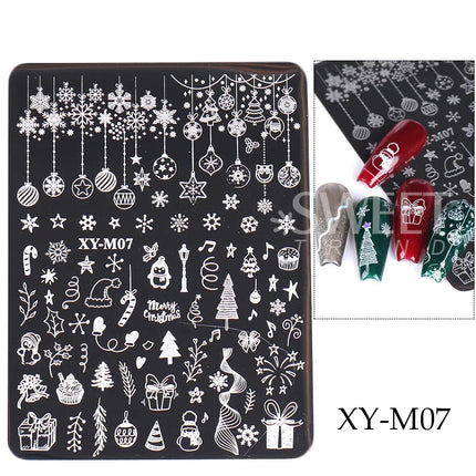 1 PC Nail Stamping Plates Christmas French Xmas Steel Printing Stencil Snowflakes Nail Stamp Templates Nail Art Manicure Tools