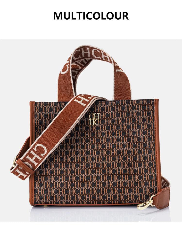 CHCH Fashion Monogram Print High Quality Metal Logo Casual Light Luxury Brand Designer 2025 New Women's Handbag bolsos mujer PlatiNum