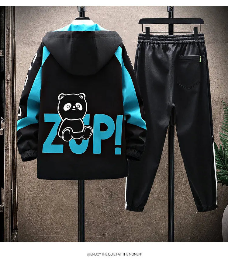 Spring Autumn Men Tracksuit Set Casual Sportswear Hooded Jackets Pants 2 Piece Sets Hip Hop Running Sports Suit
