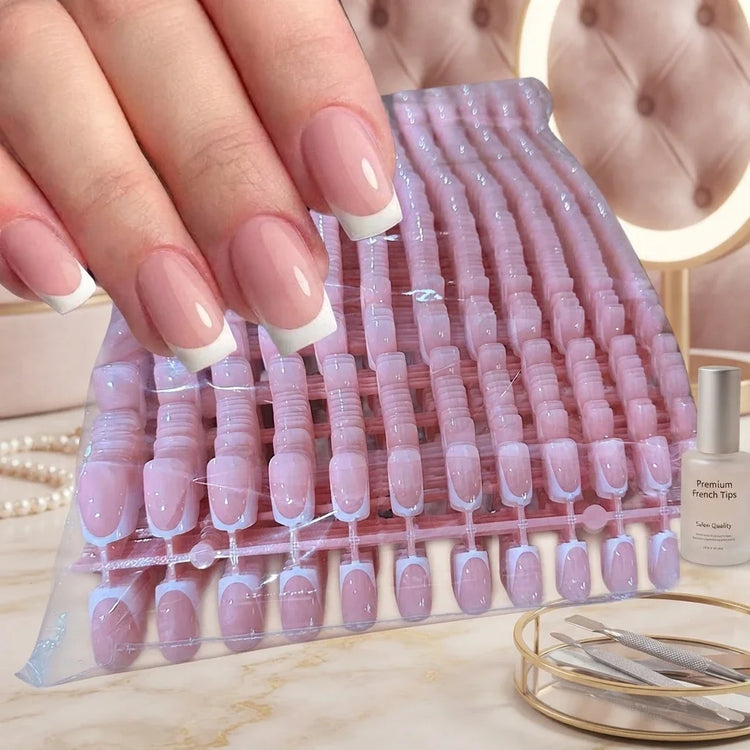 120Pcs Short Square Coffin Glossy Pink Full‑Cover Press‑On Acrylic Fake Nail Tips For DIY Nail Art Decoration
