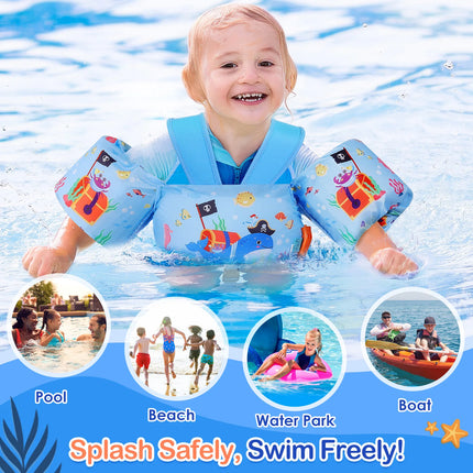Kids Swim Vest Floaties for Children Arm Band Floaties with Adjustable Strap Swim Jacket Water Wing Pool Floating Learning Swimming