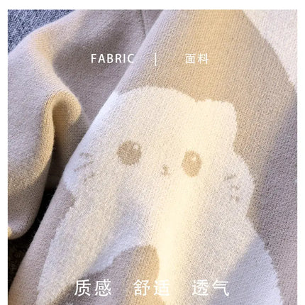 Cartoon Cat's New Knitted Sweater 2025 Men's Autumn/Winter Warm Knitted Sweater Men's Pullover Home Clothes