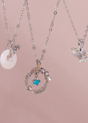 Y2K Crystal Butterfly Heart Necklace Fashion Kpop Shiny Clavicle Chain Necklaces for Women Girls New Trend Party Gifts Jewelry PlatiNum