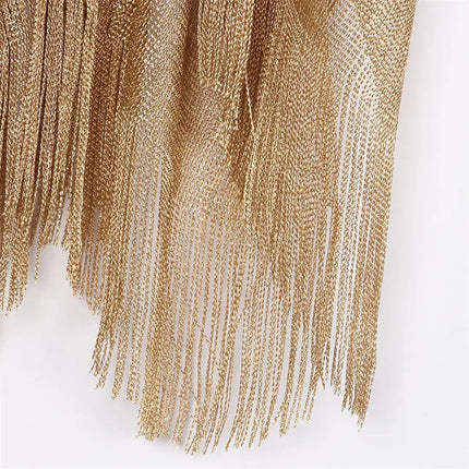 Abito copricostume da spiaggia lavorato a maglia trasparente con nappe sexy con frange Tunica in rete lucida per costumi da bagno da donna Abito da spiaggia leggero con copertura in rete platinumshop