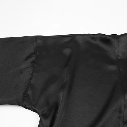 Accappatoi di piume Mini abito sexy in raso a maniche lunghe Vestaglia allentata per le donne Abito da sposa bianco Abiti da sposa neri
