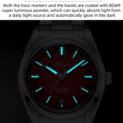 ADDIESDIVE New 2026 Luxury Men's Mechanic Quartz Analog Watch Super Luminous Steel Watch 10Bar Bubble Glass Personalized Watches