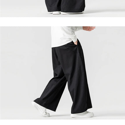 Pantaloni Primaverili 2026 da Uomo, Comodi e Larghi in Cotone, Stile Hip Hop, Tinta Unita, Moda Casual, Gamba Larga, Taglie Forti fino a 5XL