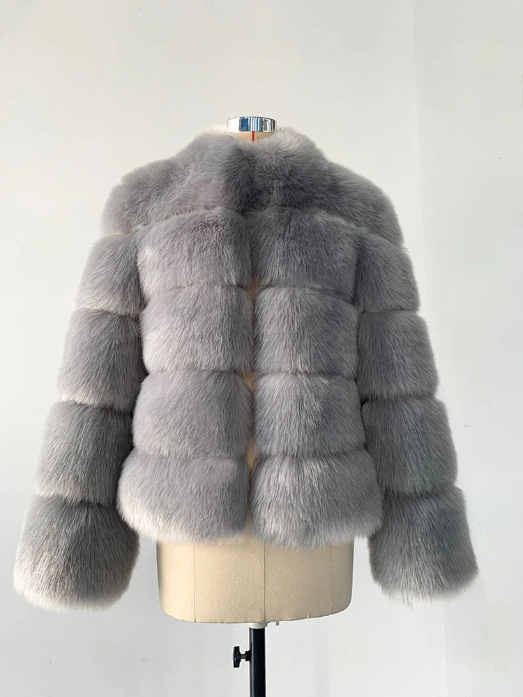 ZADORIN Fashion Thick Warm Winter Coat Woman Luxury Faux Fox Fur Coat Jackets Woman Stand Fur Collar Fake Fur Jacket Outerwears