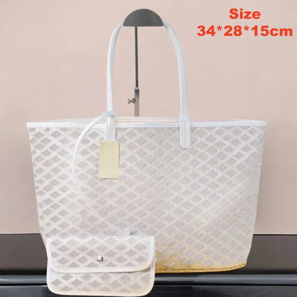 Borsa tote da donna in vera pelle da 34 cm, borsa alla moda, set da 2 pezzi con mini portafoglio in pelle abbinato per lo shopping quotidiano