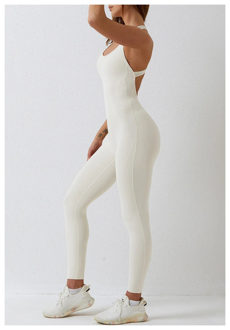 Jumpsuit Gym Set Romper Backless Fitness Bodysuit Siamese Sportswear Women Jumpsuit Buttery-Soft One-piece Playsuit Yoga Suit PlatiNum