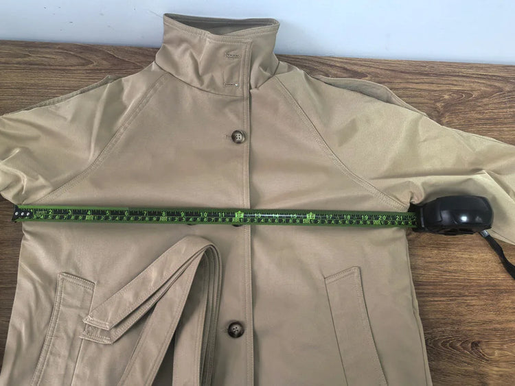 Belted Waist Cropped Trench Jackets Women Double Breasted Stand Collar Coats 2025 Autumn Chic Casual Vintage Jacket Women Cloth
