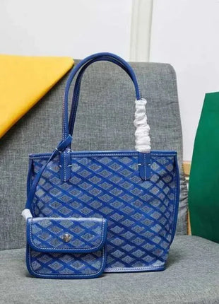 Borsa da Shopping in Vera Pelle di Alta Qualità per Donna, 20cm, Set di 2 Pezzi con Piccolo Portamonete