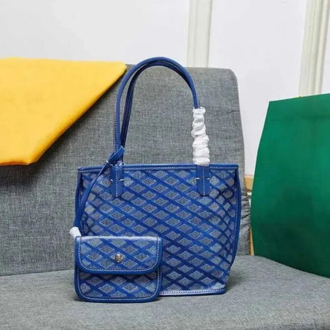 Borsa da Shopping in Vera Pelle di Alta Qualità per Donna, 20cm, Set di 2 Pezzi con Piccolo Portamonete