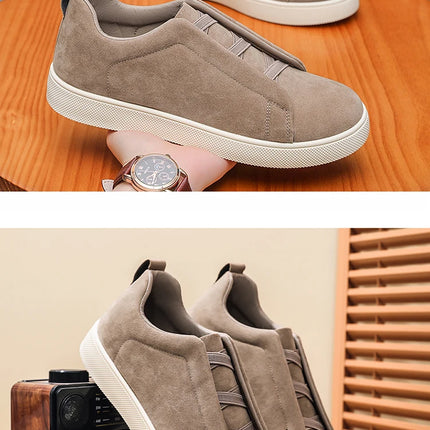 Spring men's thick soled board shoes high-quality suede leather casual sports shoes comfortable and fashionable low top shoes